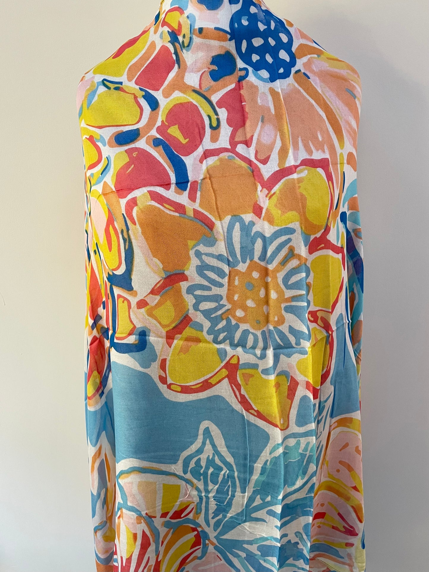 SALE Blue Large Tropical Scarf