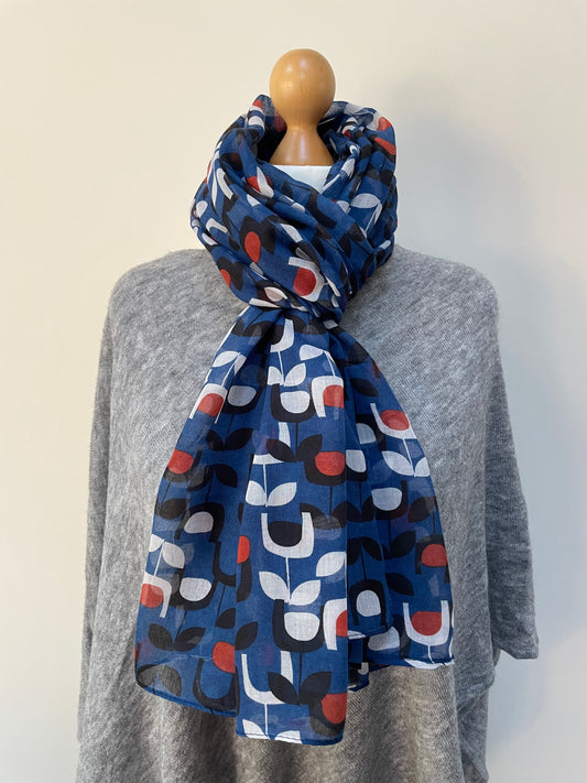 Winter Blue Pattern Scarf