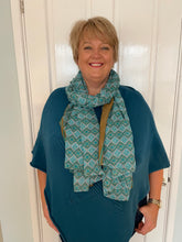 Load image into Gallery viewer, Autumn Teal Little Squares Scarf
