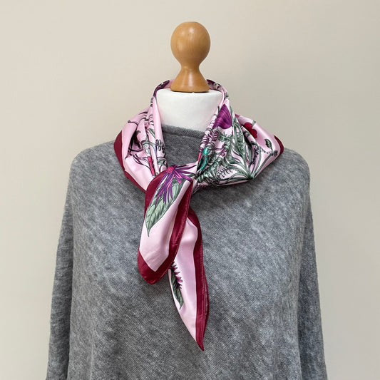 Summer Pink Flowers Square Scarf