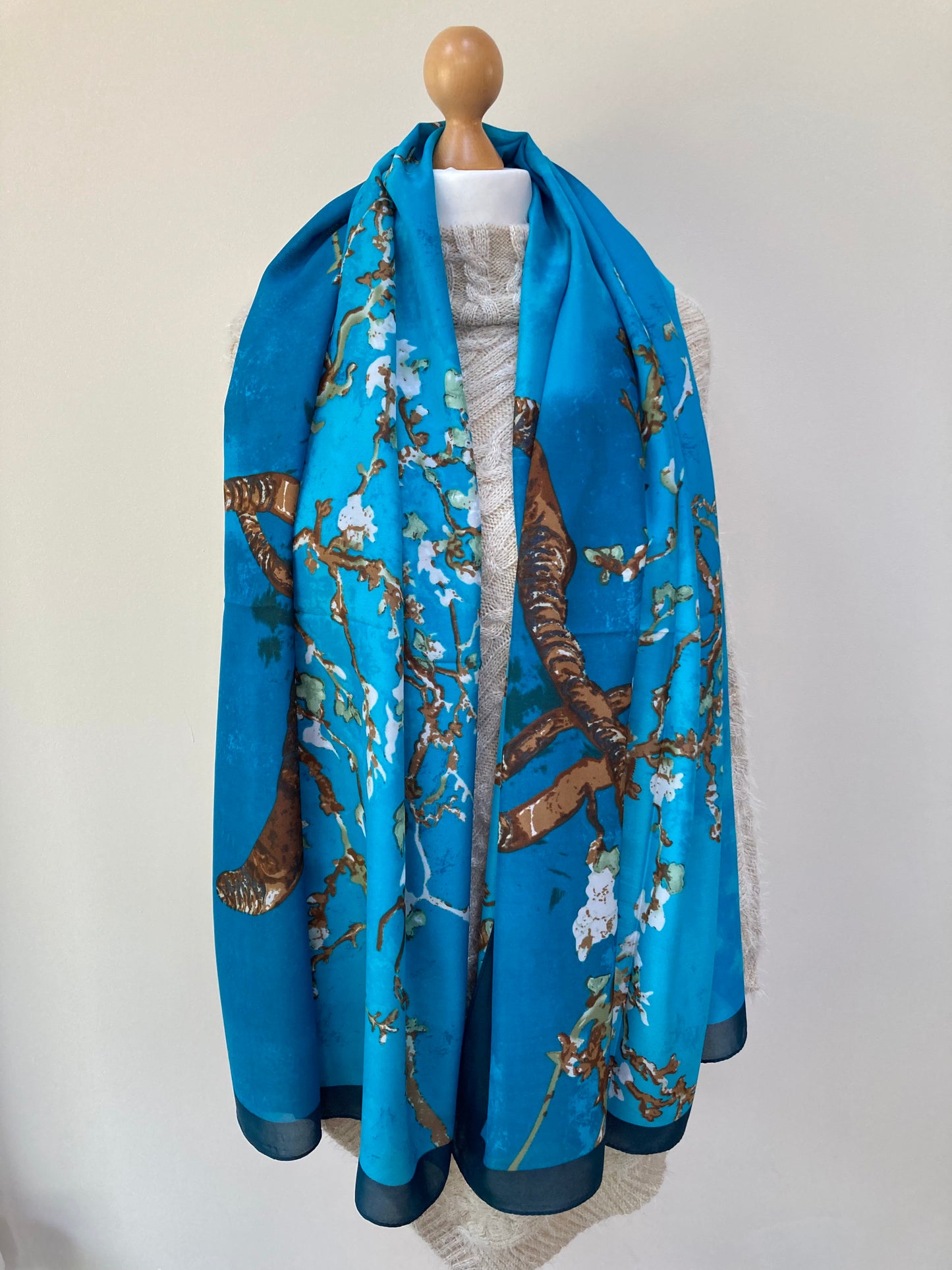 Spring and Autumn Cherry Blossom Silk Feel Scarf