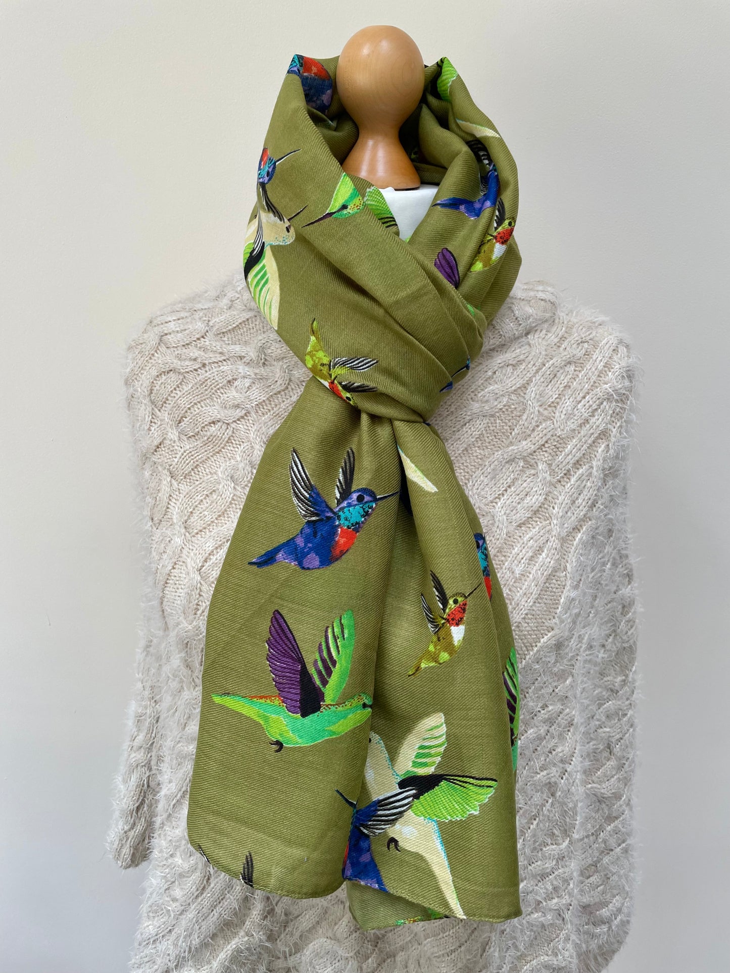 Autumn Green Hummingbird Scarf