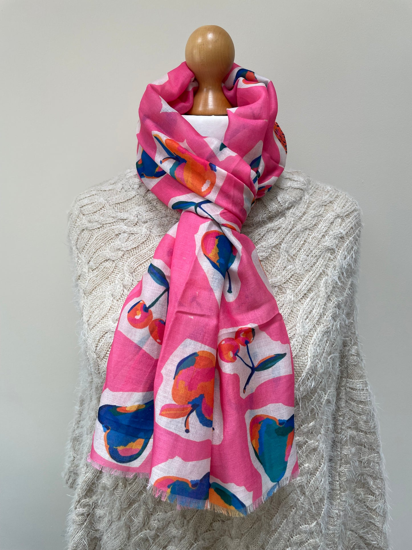 Spring Shocking Pink Fruity Scarf