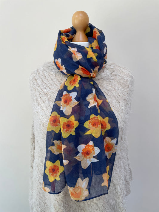 Spring Navy Daffodil Scarf