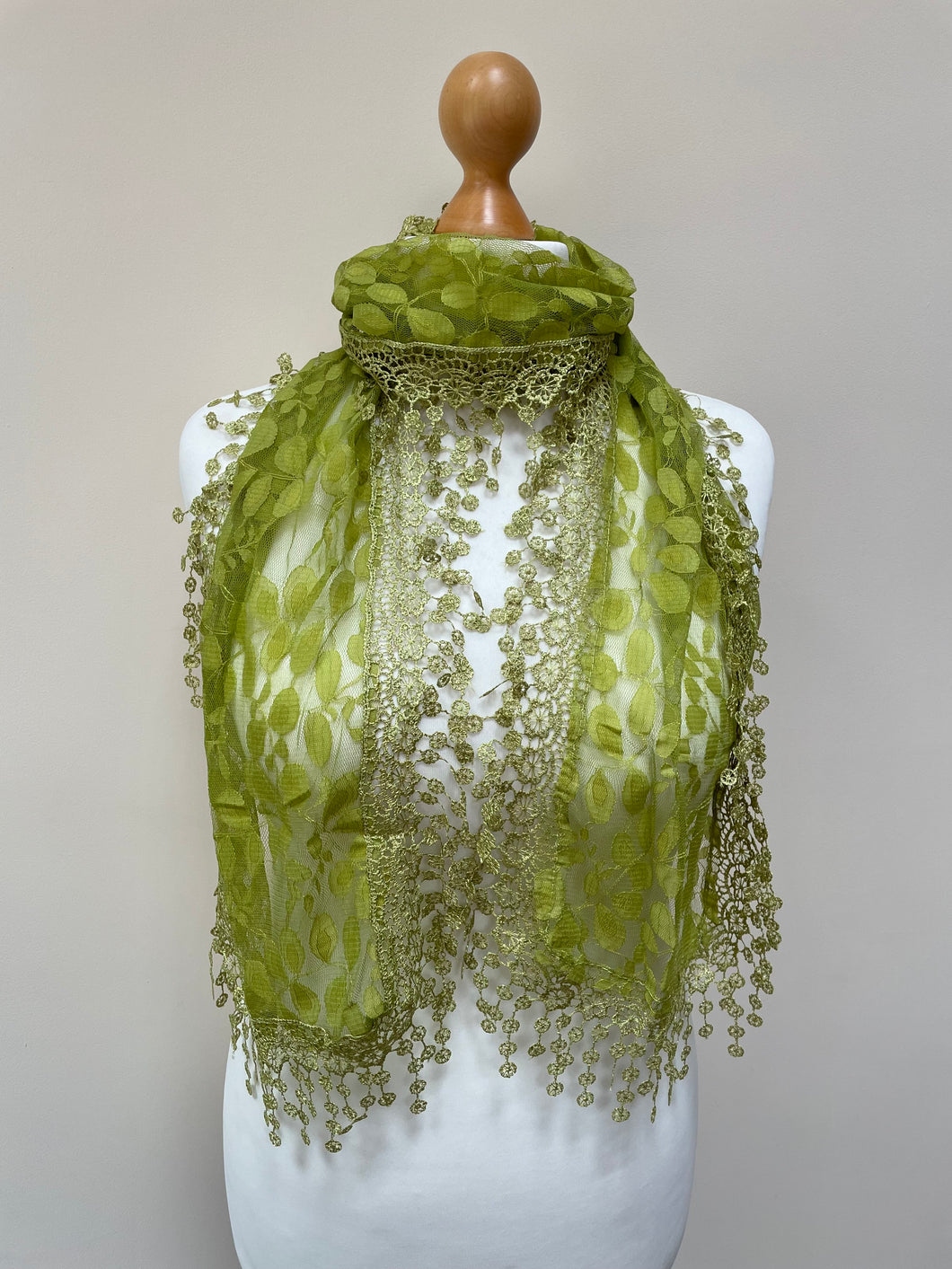 Autumn Green Lace Scarf