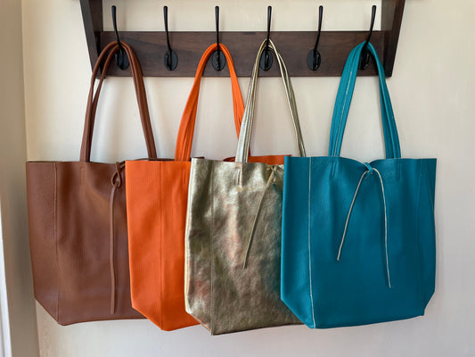 Spring and Autumn Leather Shopper bags