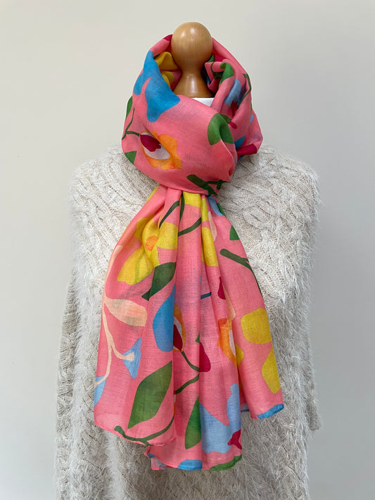 Spring Pink Floral Scarf