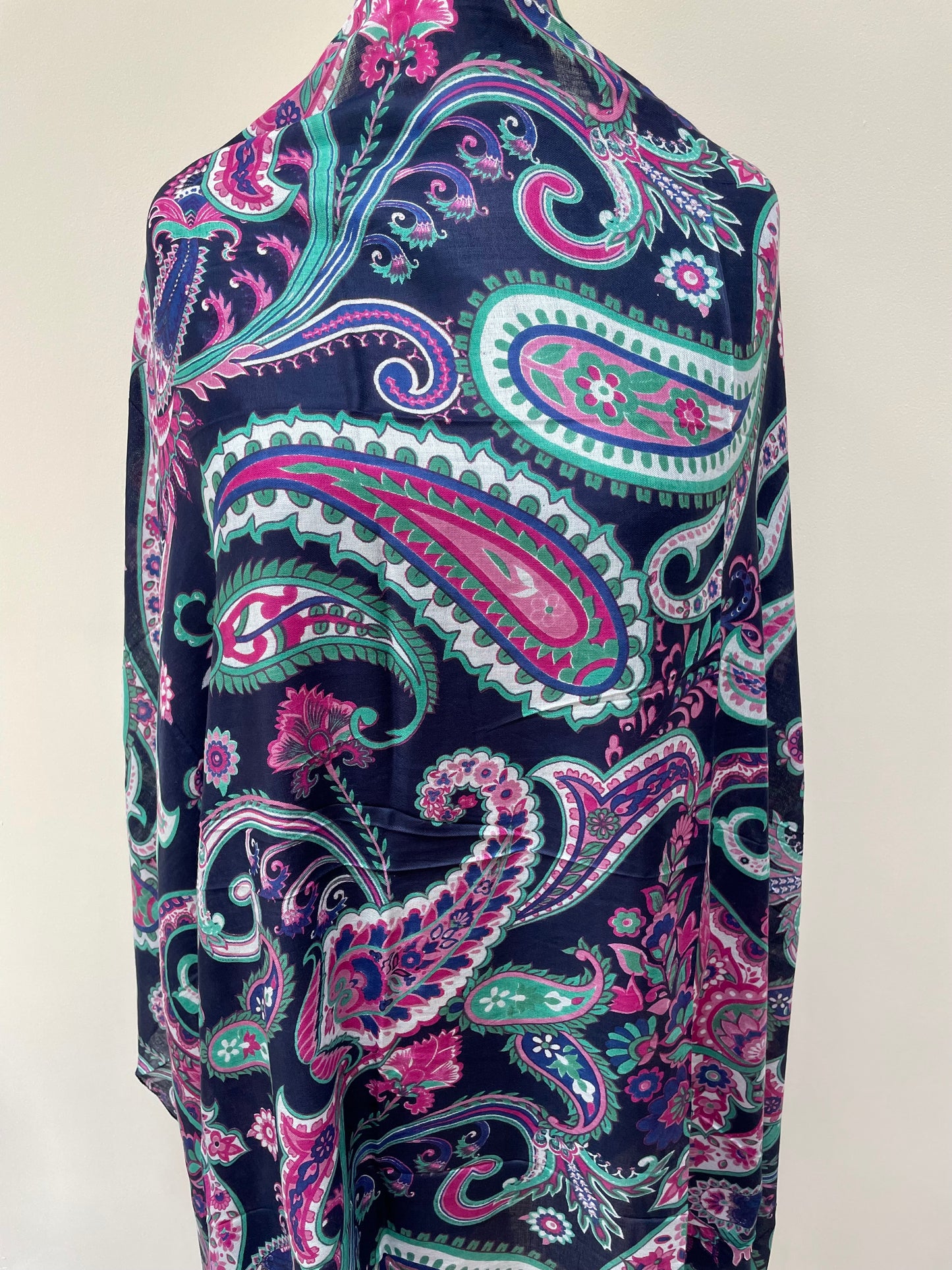 Winter Navy Paisley Print Scarf Sarong