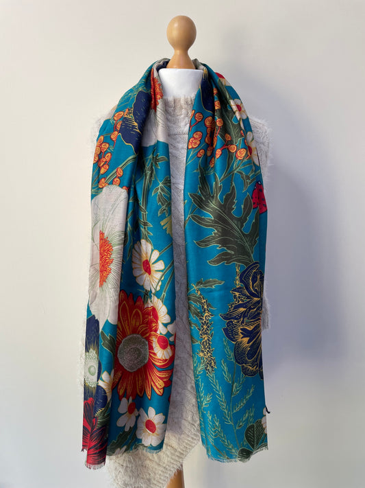 Autumn Botanical Floral Print Scarf