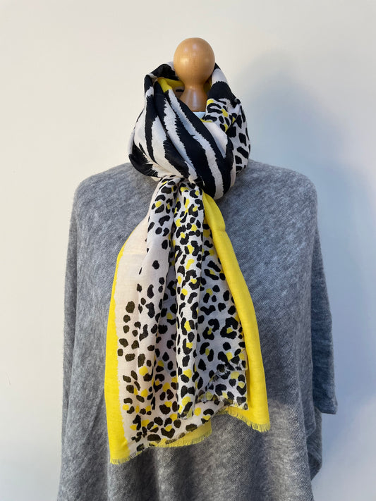 Winter Yellow Tiger and Leopards Scarf