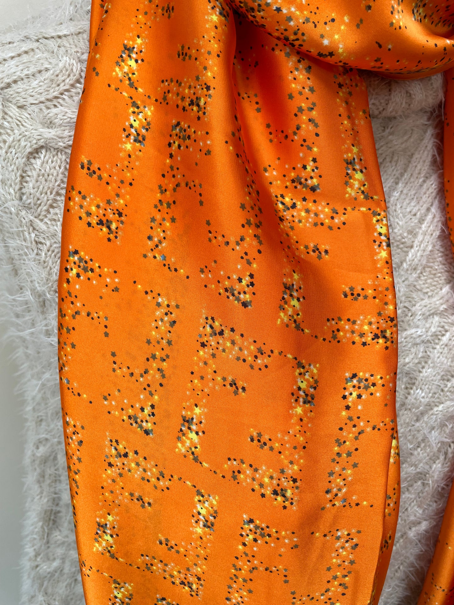 Autumn Orange Starry Silk Scarf