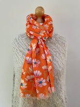 Load image into Gallery viewer, Spring Tangerine Daisy Scarf

