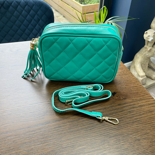 Spring Aqua Leather Camera Bag