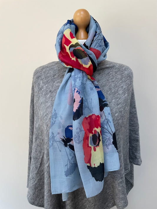 SALE Blue Floral Scarf