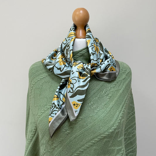 Autumn Green Flowers Square Scarf