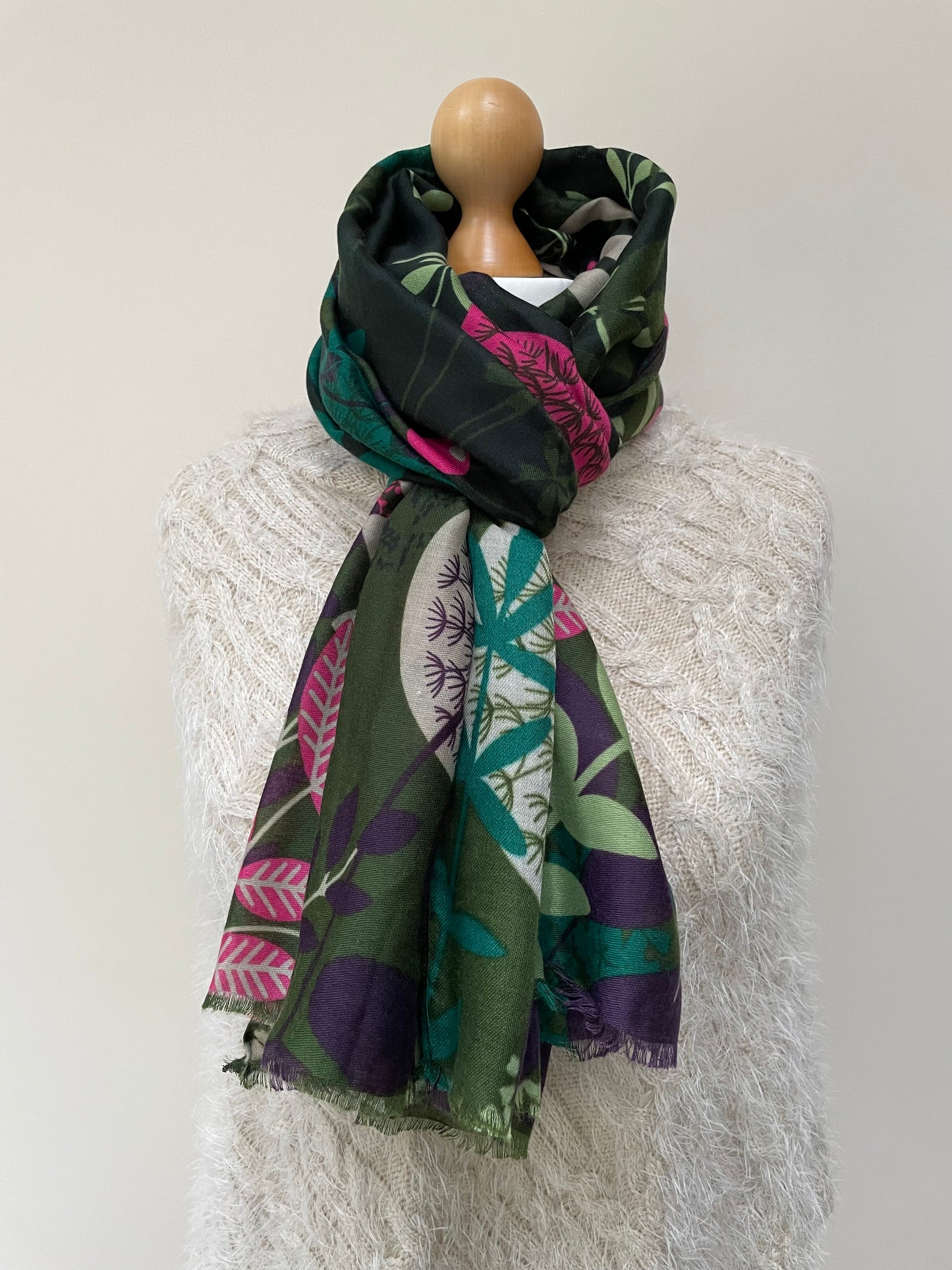 Green Wild Dandelion Print Scarf