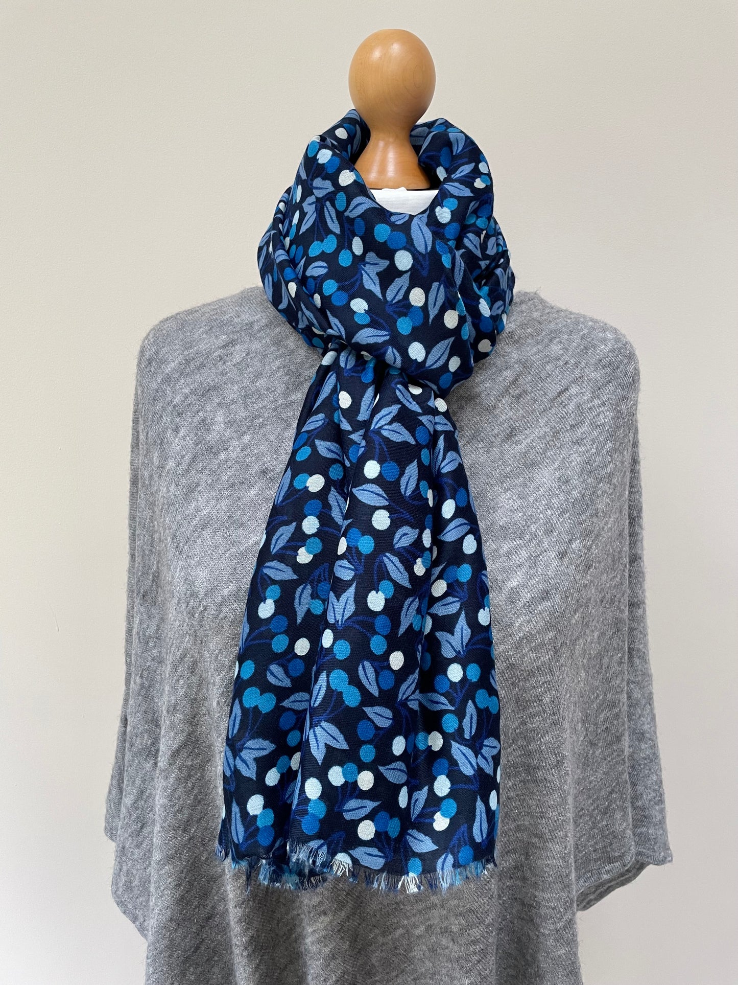 Winter Blue Little Berries Scarf