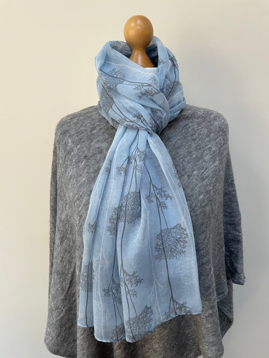 Summer Pale Blue Forest Scarf