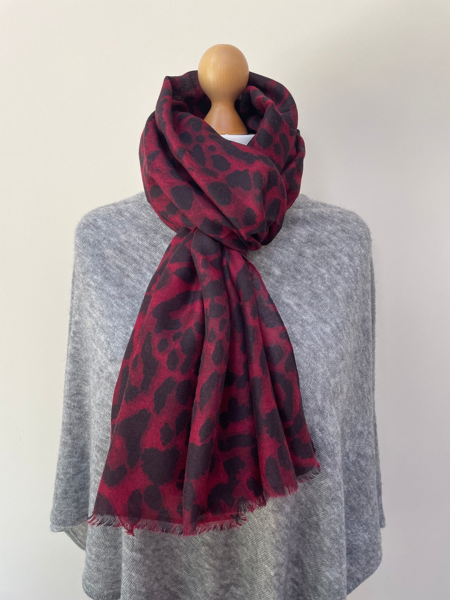 Winter Red Leopard Scarf