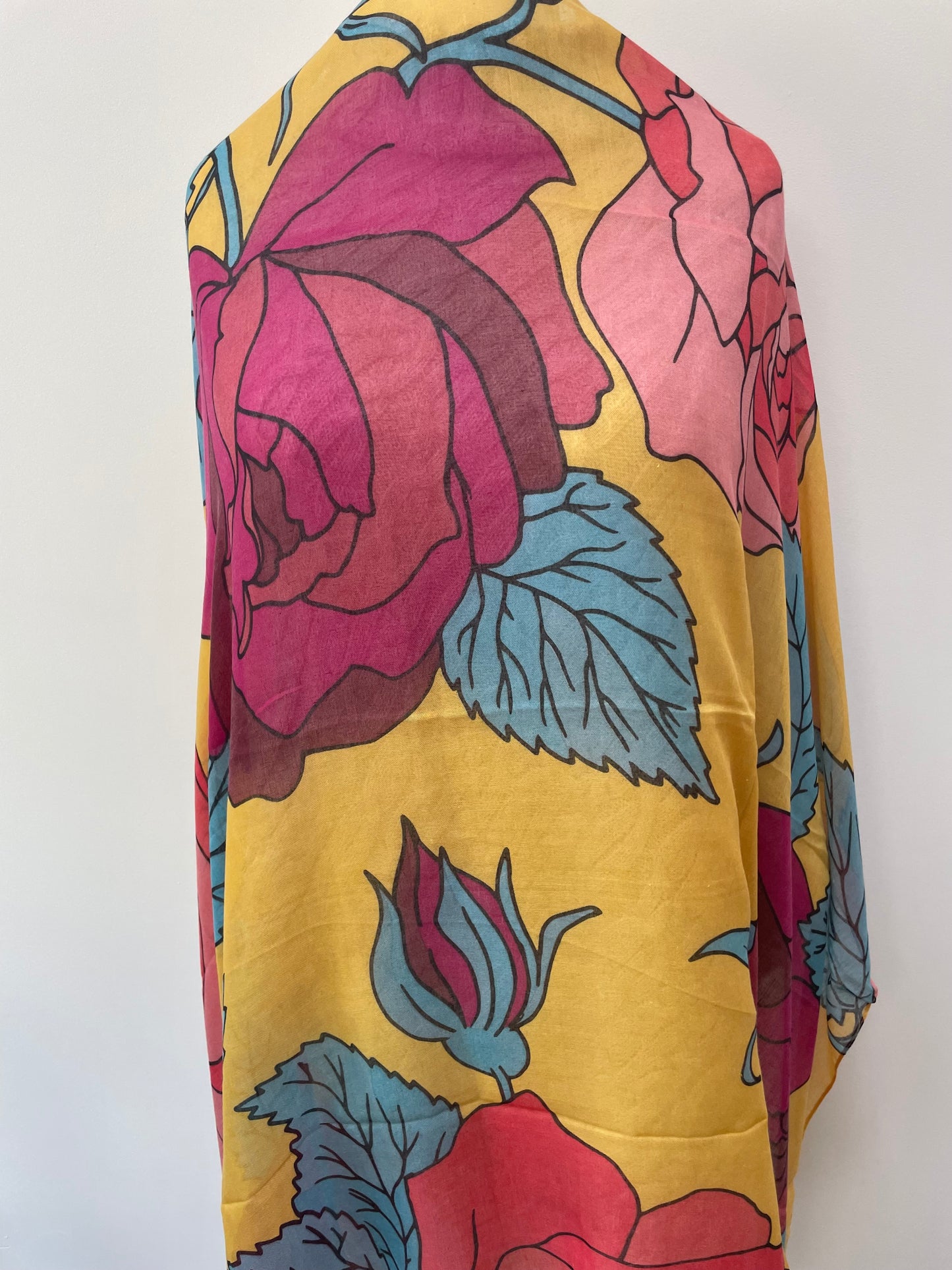 Mustard Rose Print Scarf