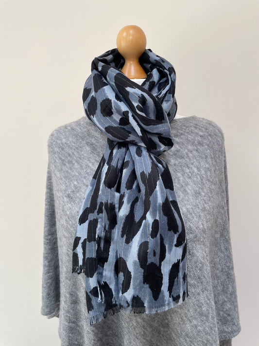 Winter Grey Leopard Scarf