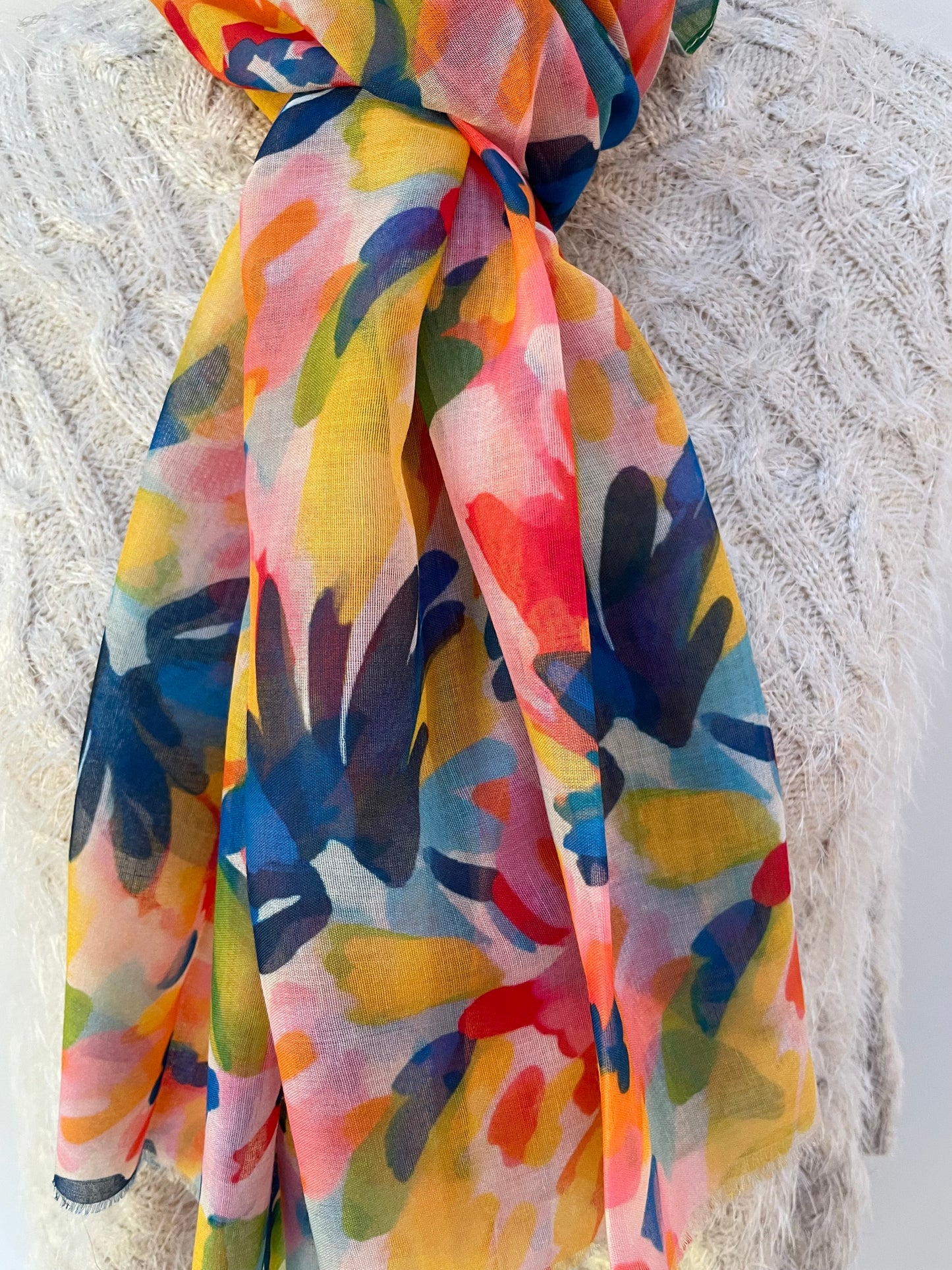 Spring Rainbow Floral Scarf