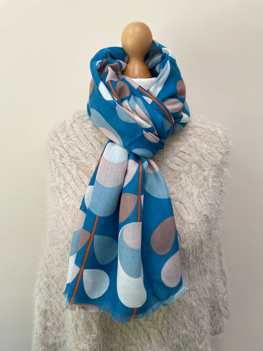 Blue Retro Vines Scarf