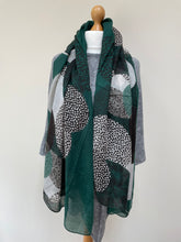 Load image into Gallery viewer, Winter Pine Green Leopard Spots Scarf
