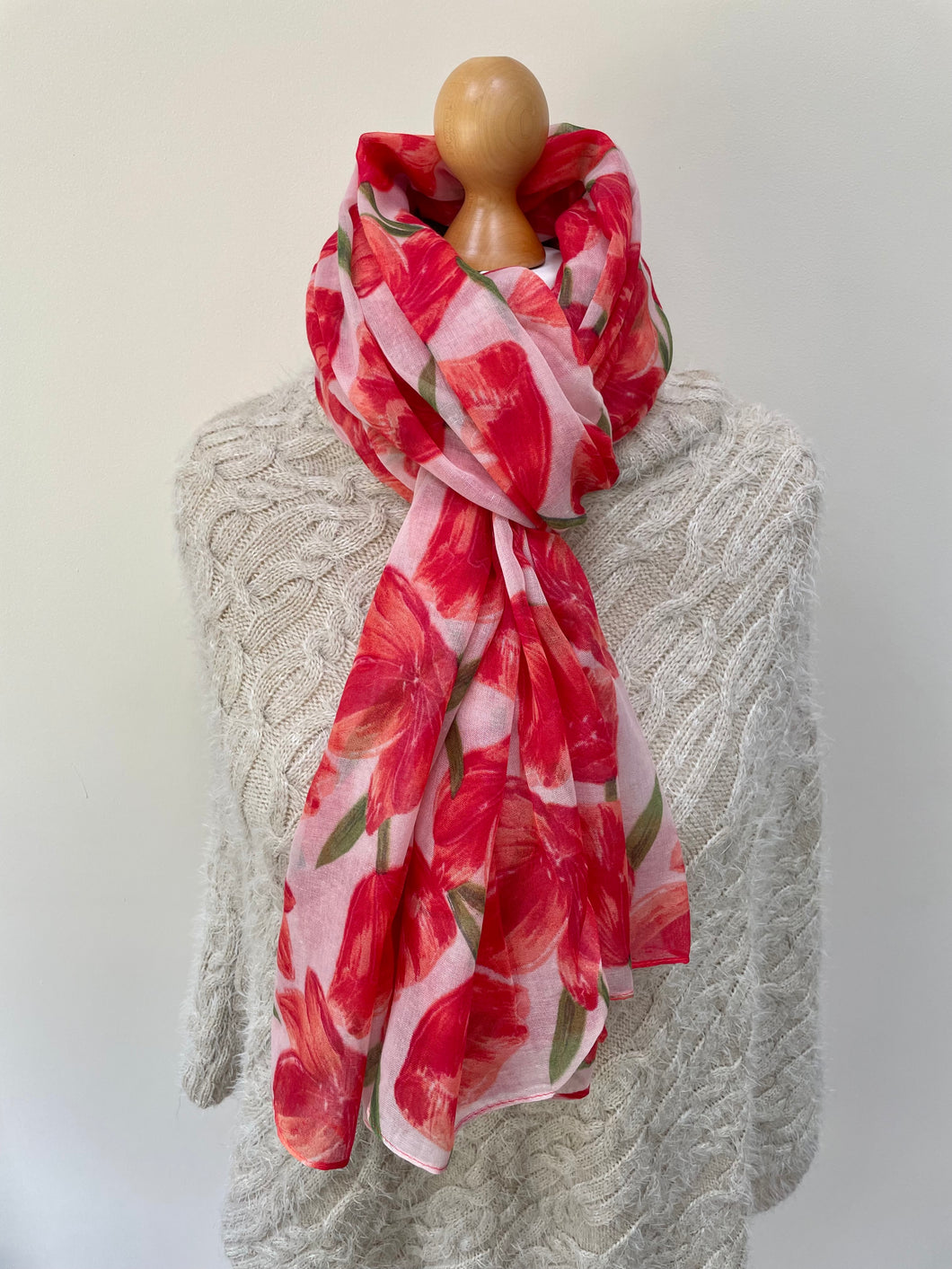 Spring Red and Pink Tulips Scarf