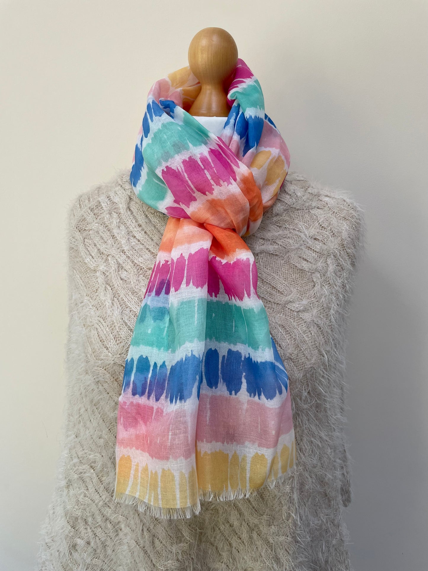 Rainbow Stripes Scarf and Gloves Set