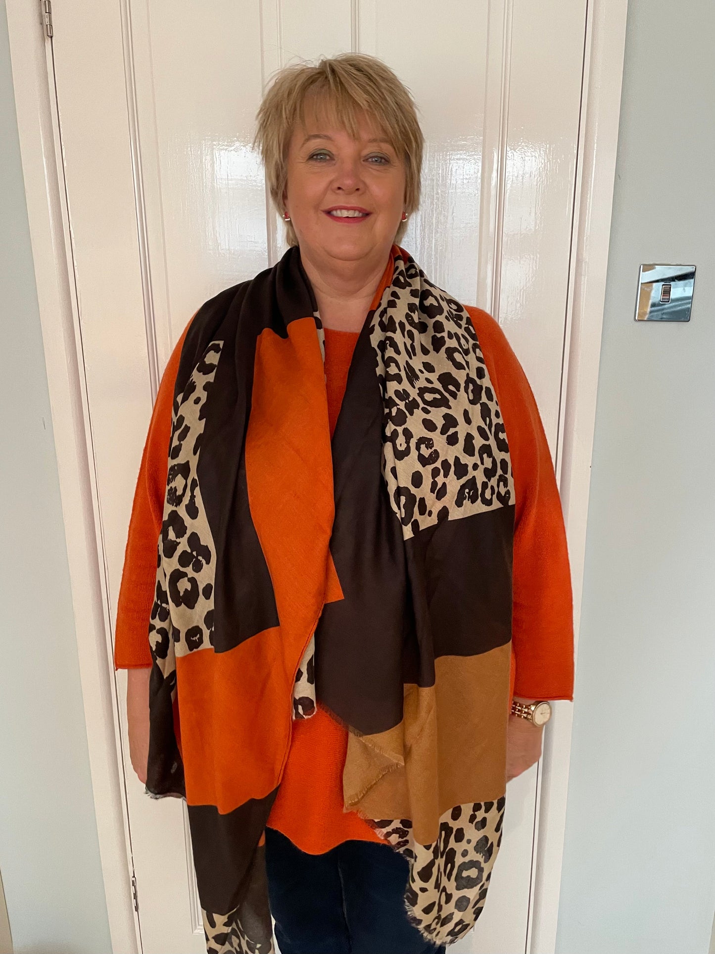 Autumn Rust and Brown Leopard Scarf