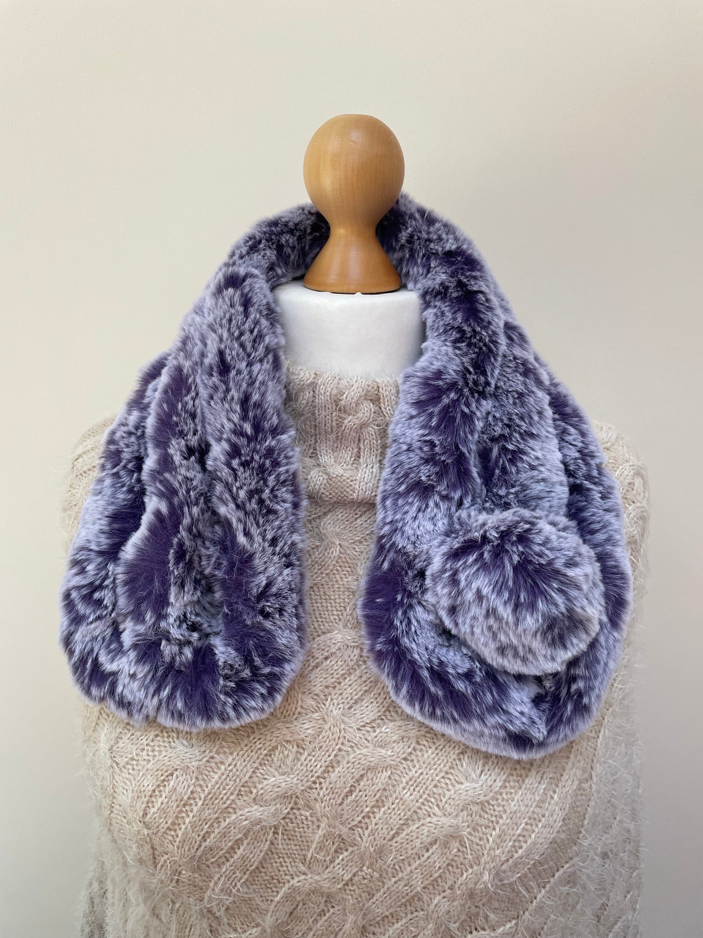 Purple Fluffy Pom Pom Scarf