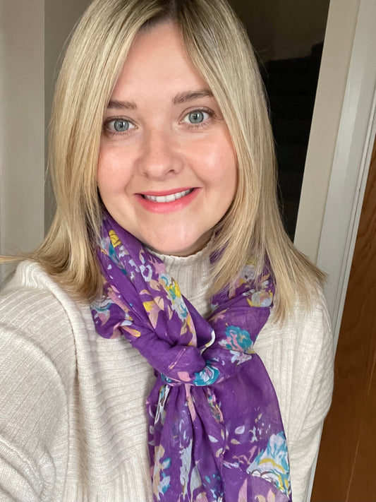 Spring Violet Floral Scarf