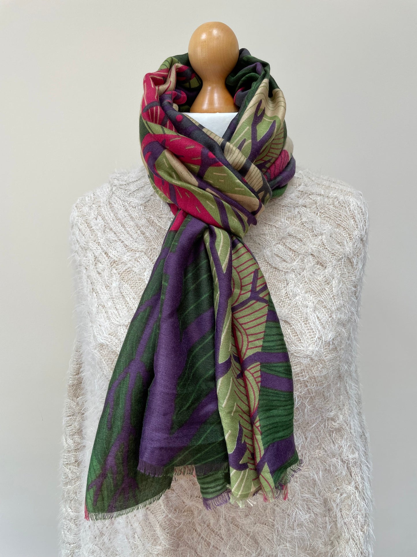 Green Purple Pink Tree Scarf