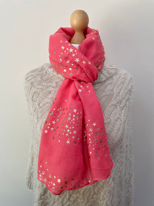 Spring and Autumn Coral Stars Scarf