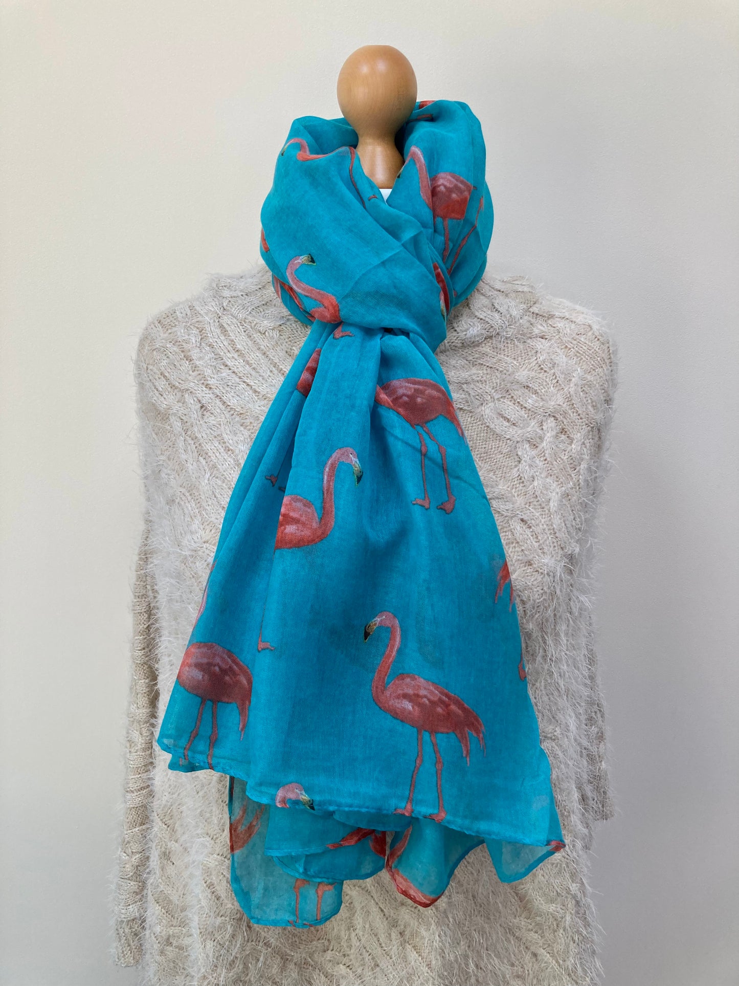 Spring Aqua Flamingo Scarf