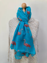 Load image into Gallery viewer, Aqua Flamingo Scarf and Gloves Set
