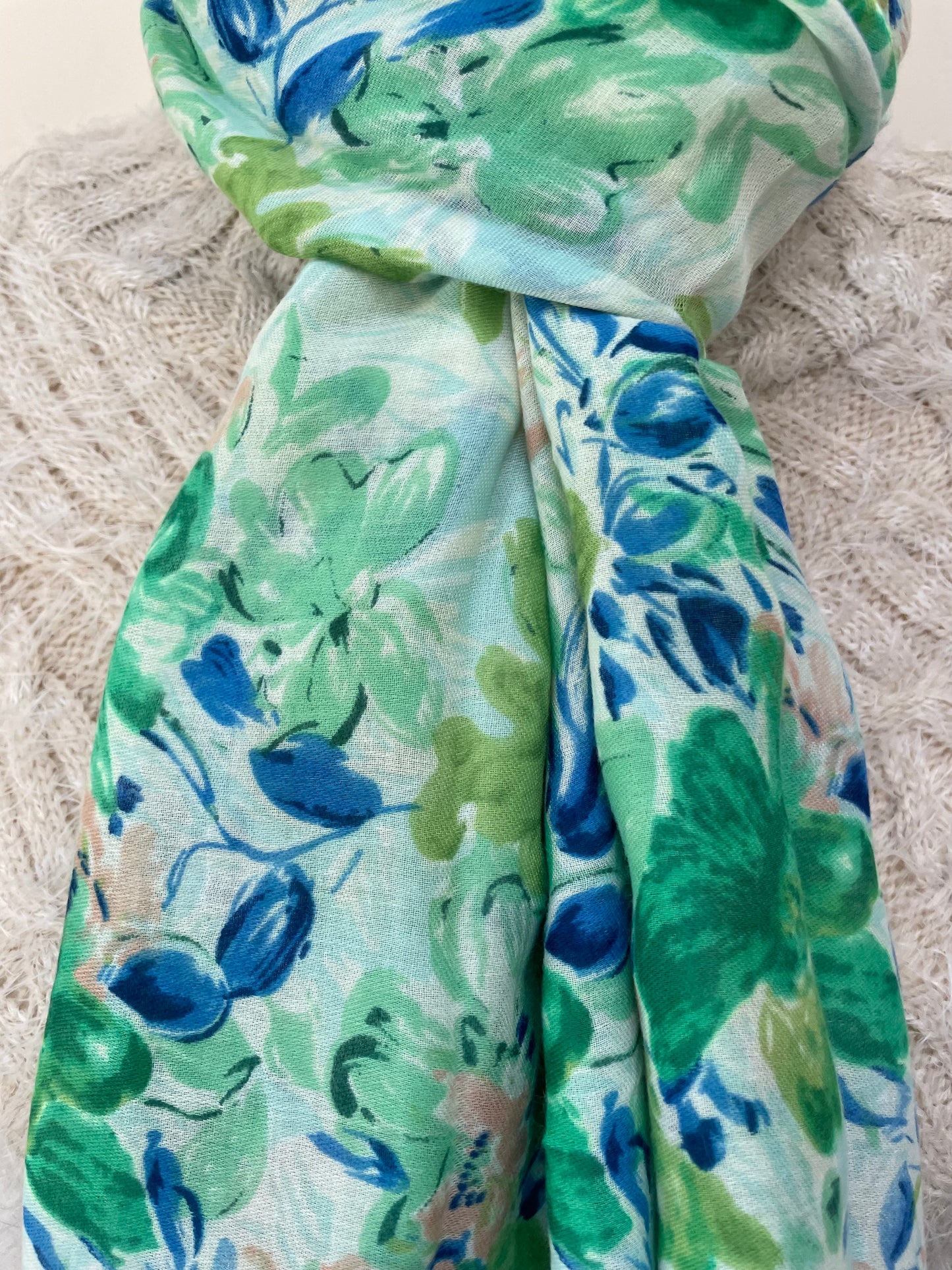 Spring Green Floral Scarf