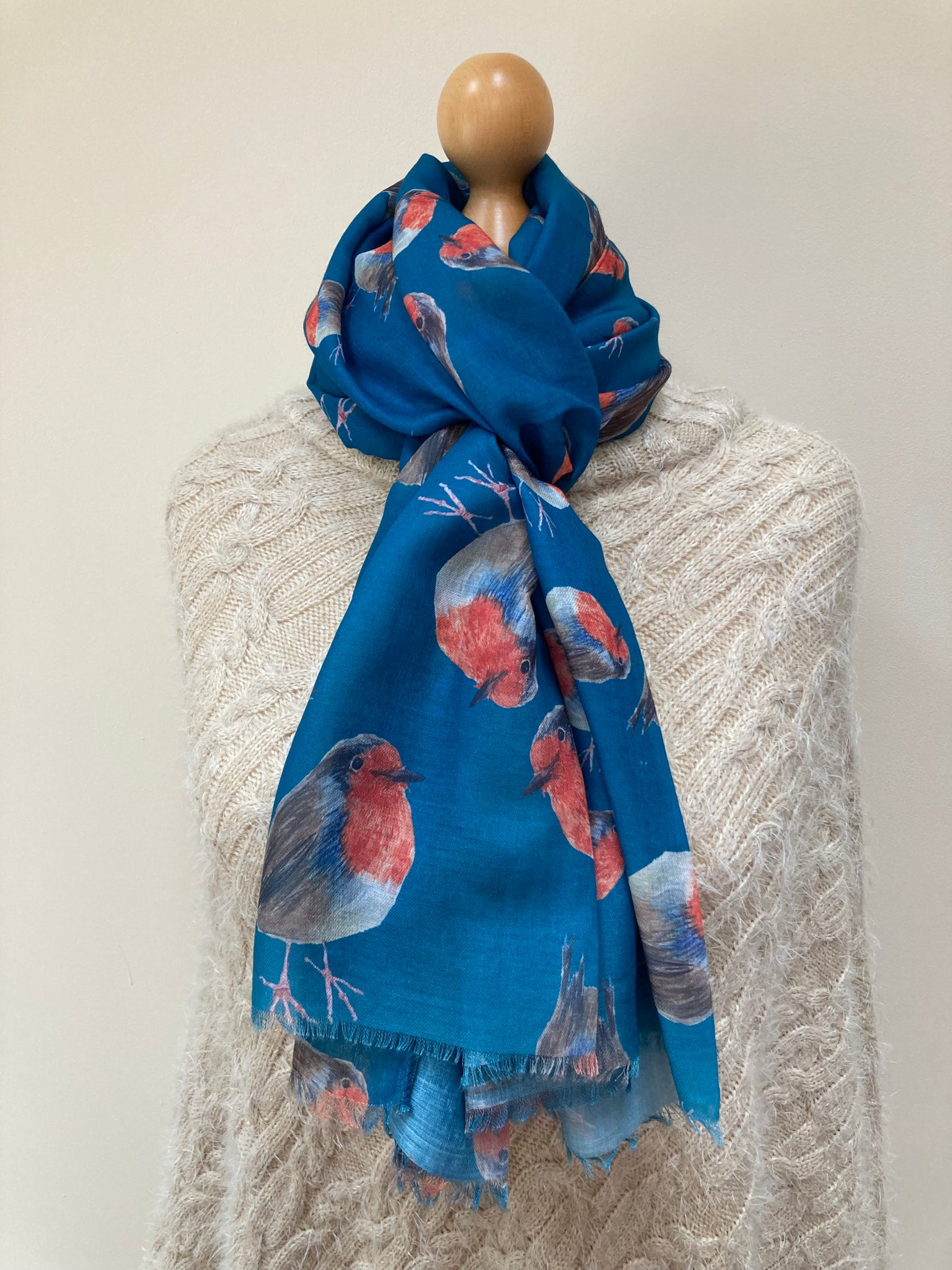 Autumn Teal Robin Scarf