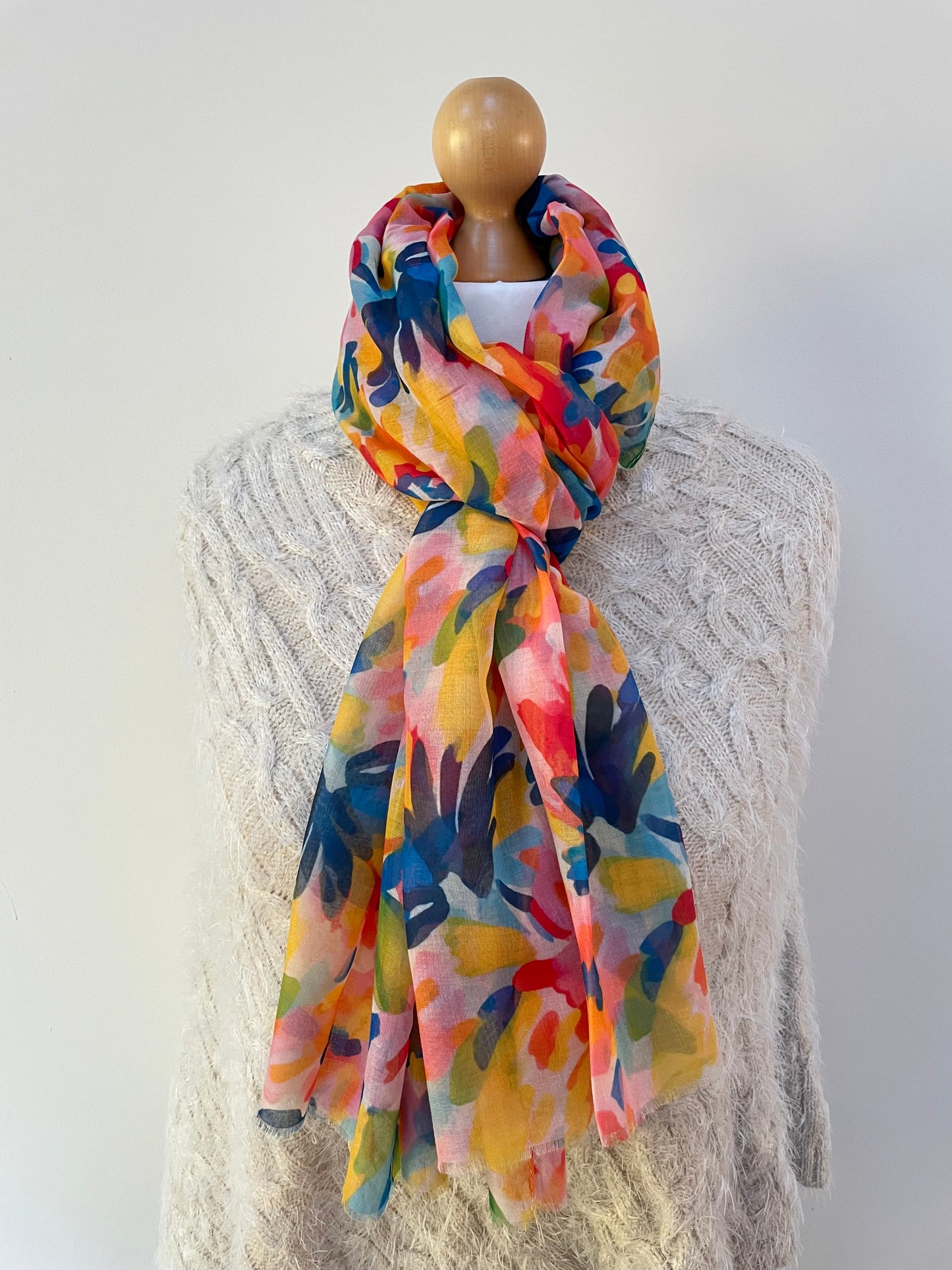 Spring Rainbow Floral Scarf