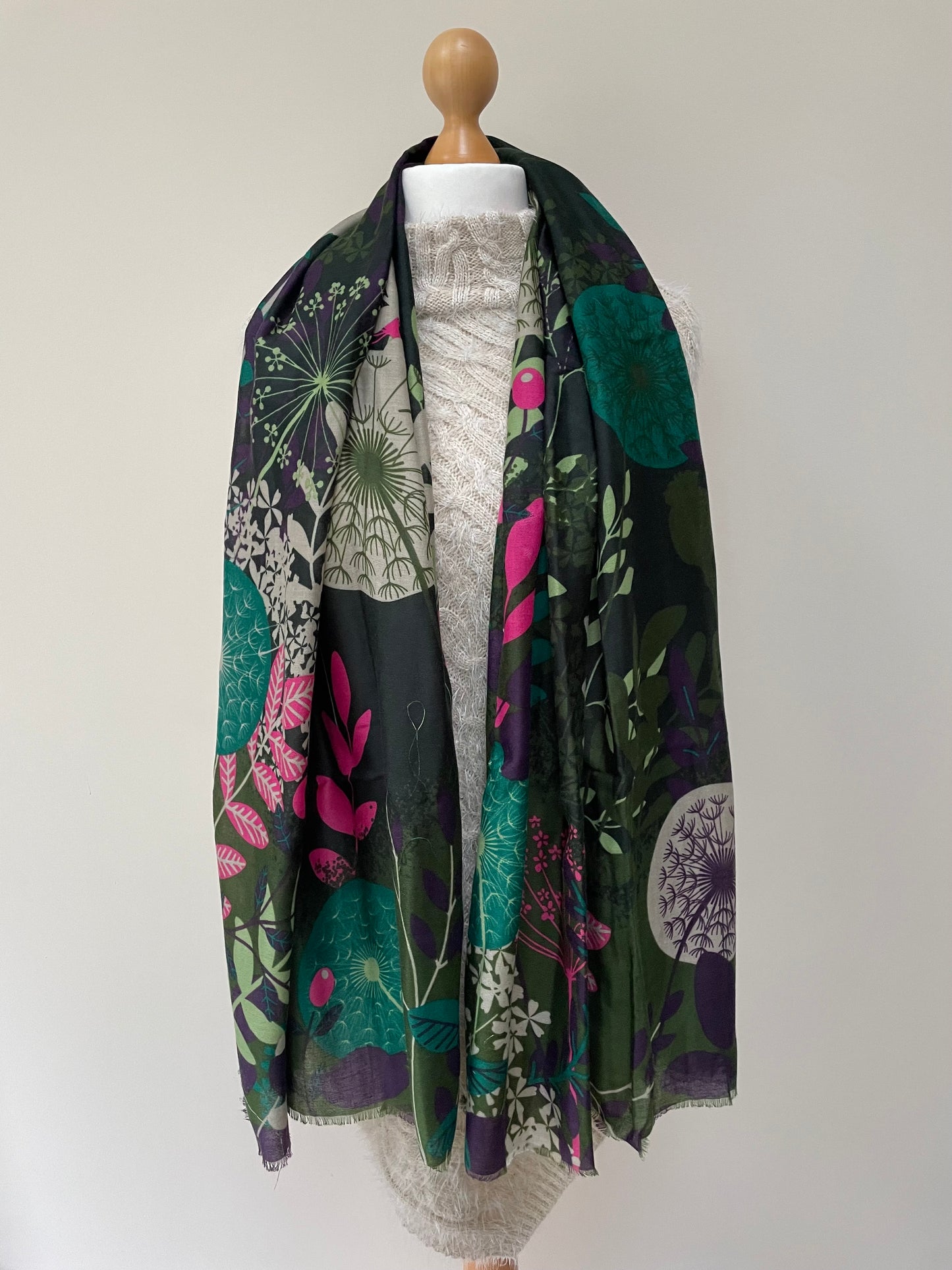 Green Wild Dandelion Print Scarf