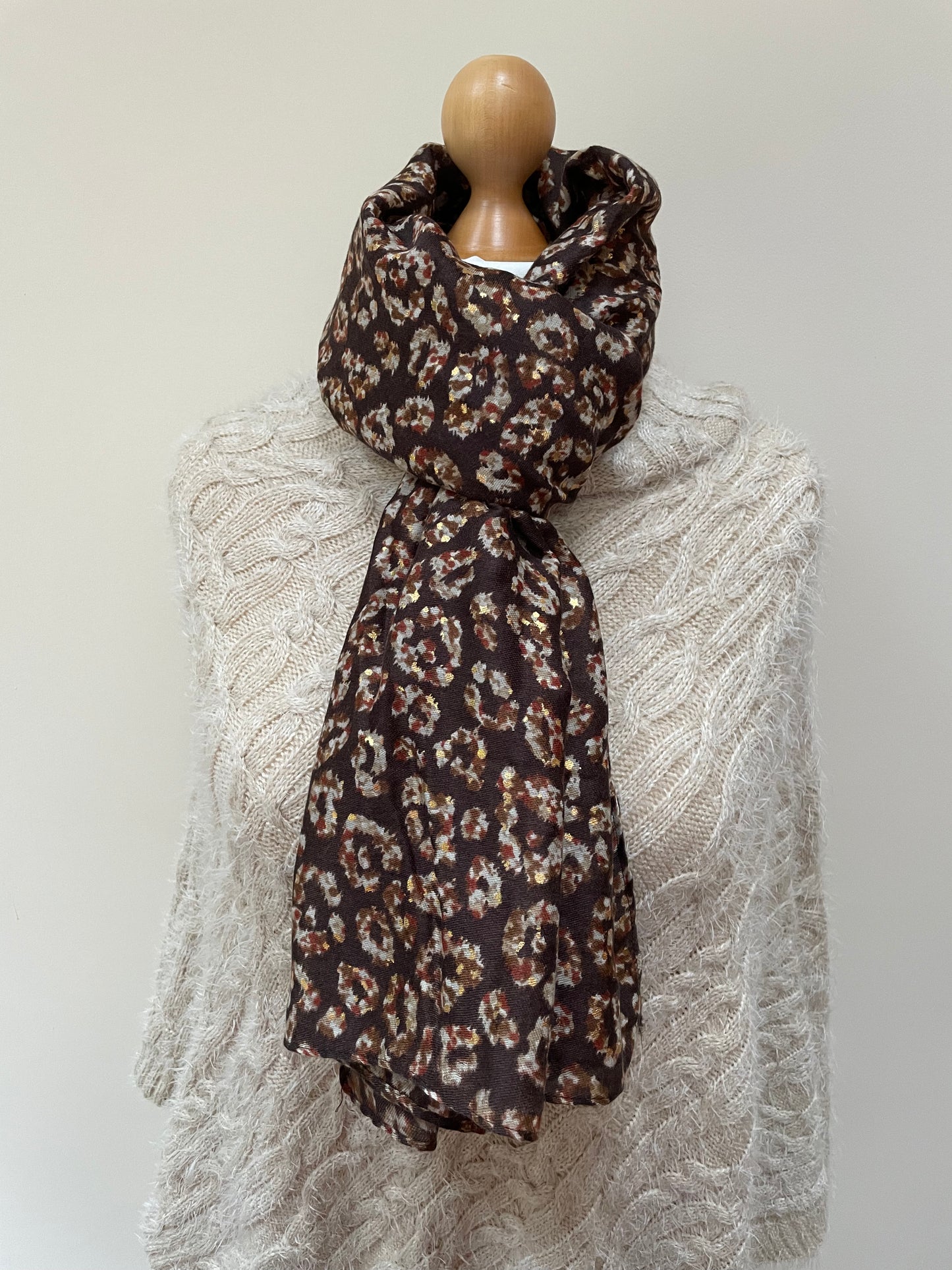 Autumn Brown Leopard Scarf