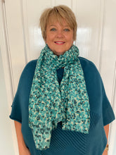 Load image into Gallery viewer, Autumn Teal and Gold Scarf
