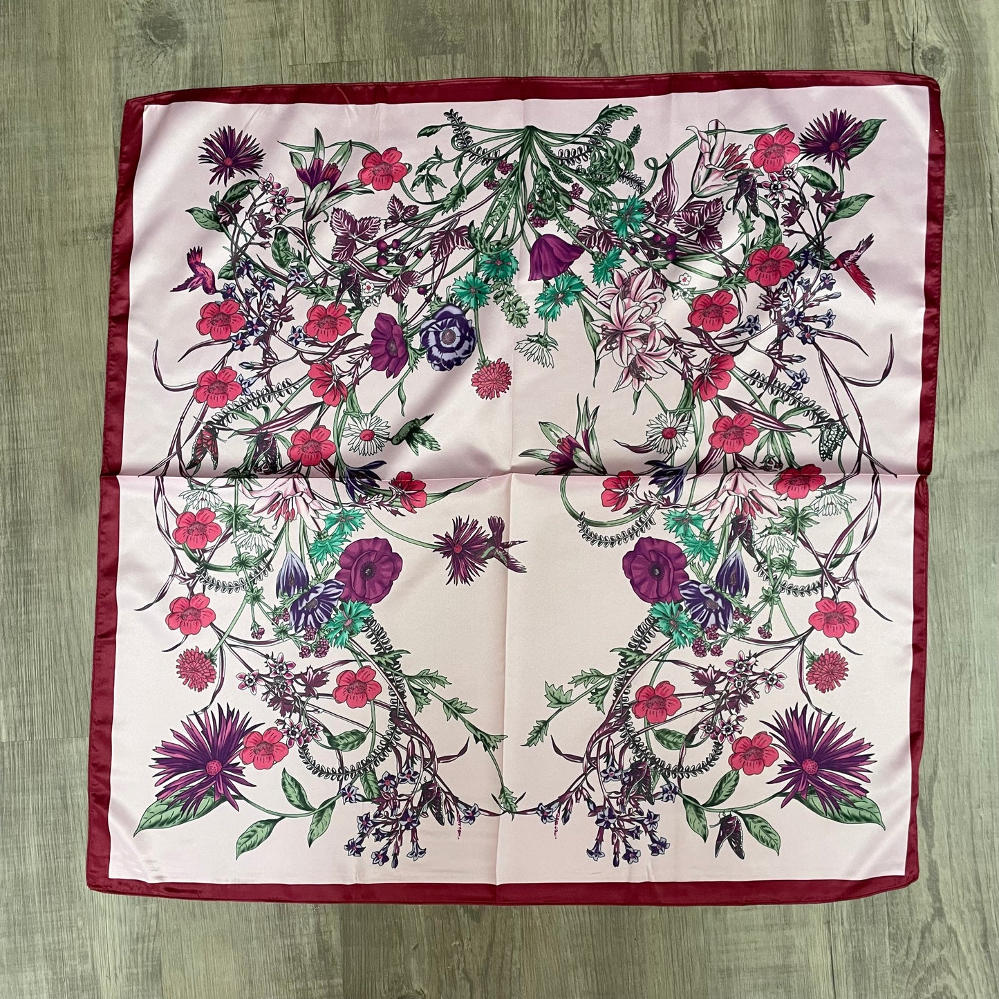 Summer Pink Flowers Square Scarf