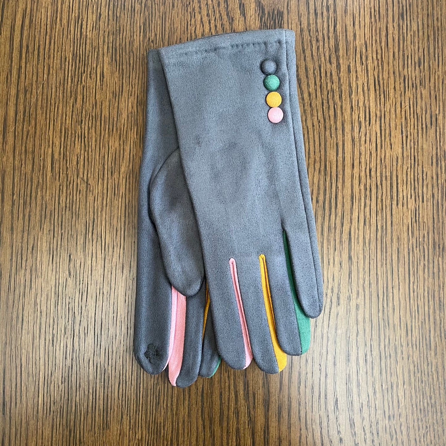 Grey Button Gloves