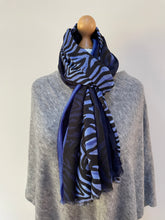 Load image into Gallery viewer, Winter Blue Zebra Scarf
