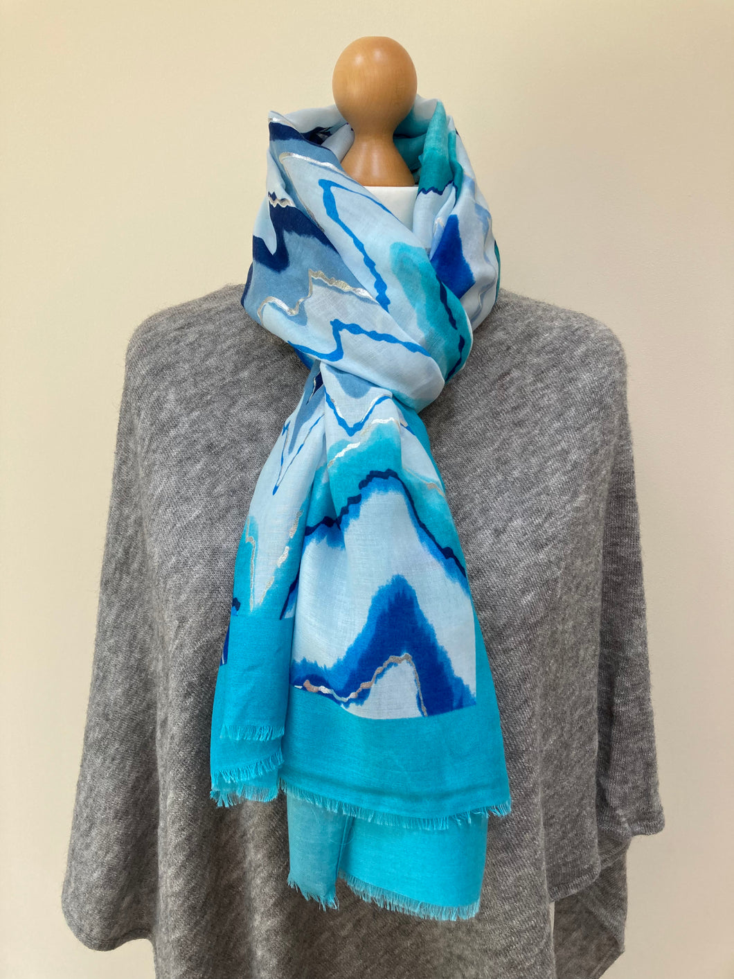 Blue and Silver Waves Scarf