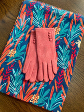 Load image into Gallery viewer, Navy Watercolour Leaves Scarf and Gloves Set
