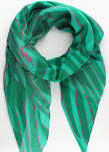 Load image into Gallery viewer, Winter Green and Pink Cotton Scarf
