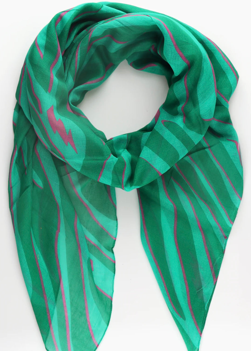 Winter Green and Pink Cotton Scarf